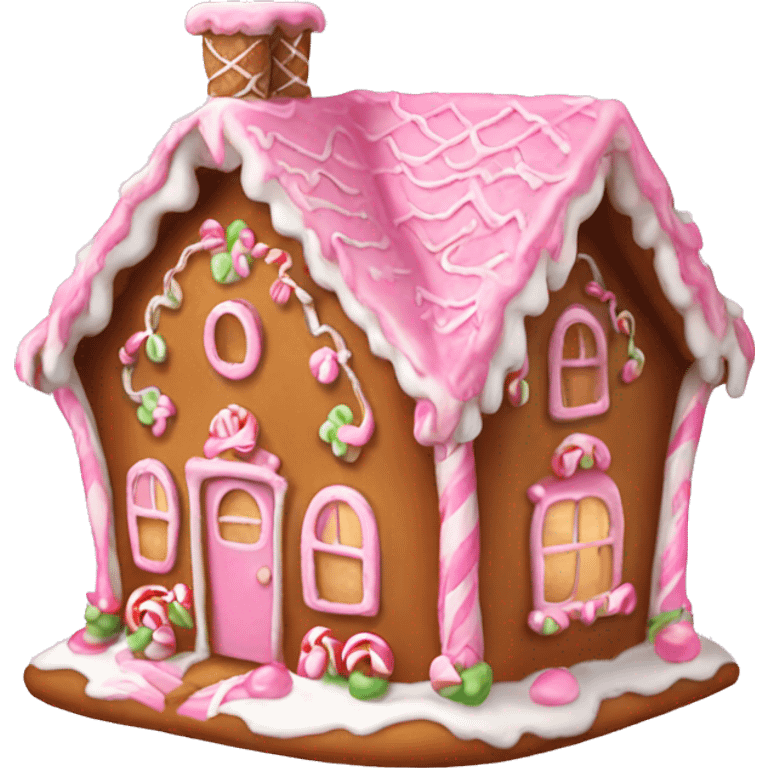 cute gingerbread house pink  emoji