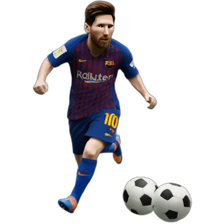 messi playing football emoji