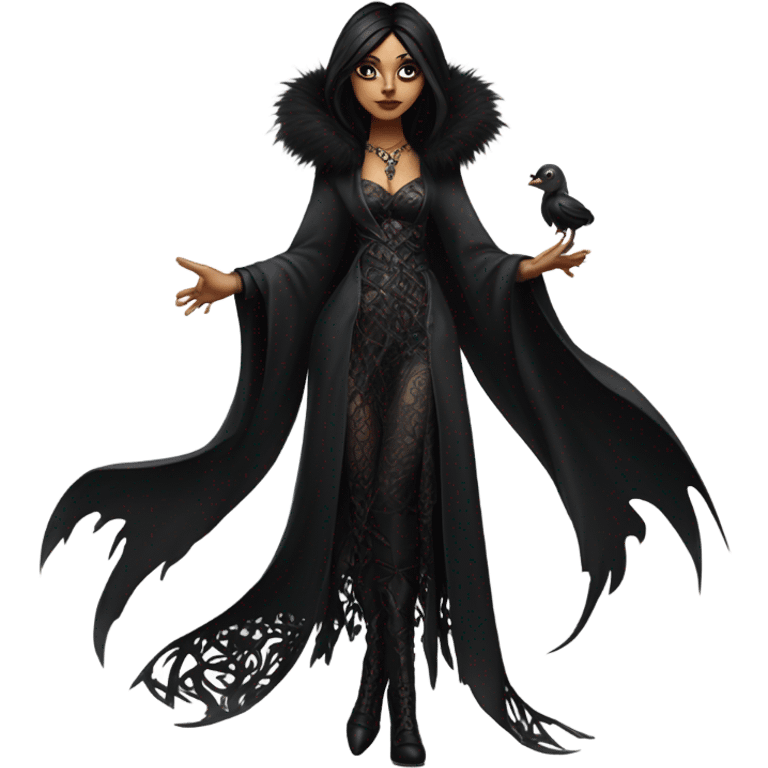 the morrigan goth woman version vines style furr robe stylish boots emoji