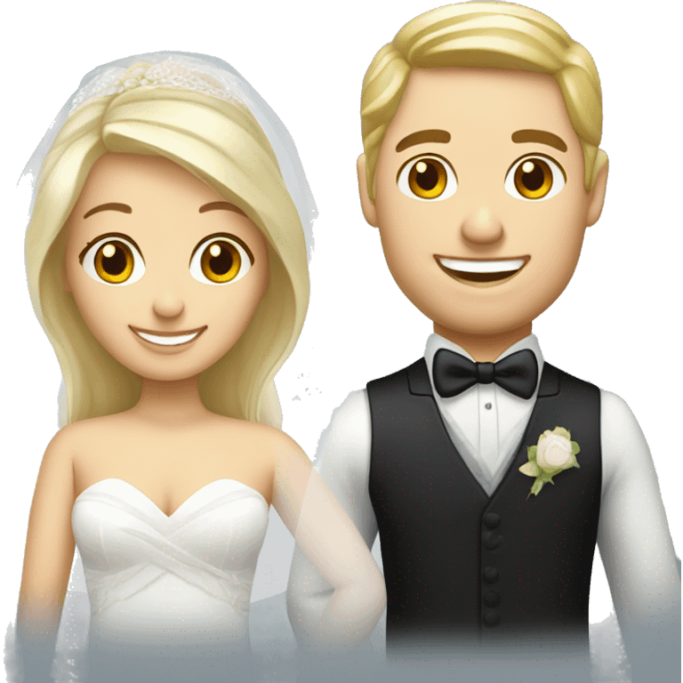 Blonde bride and brunette groom both Caucasian emoji