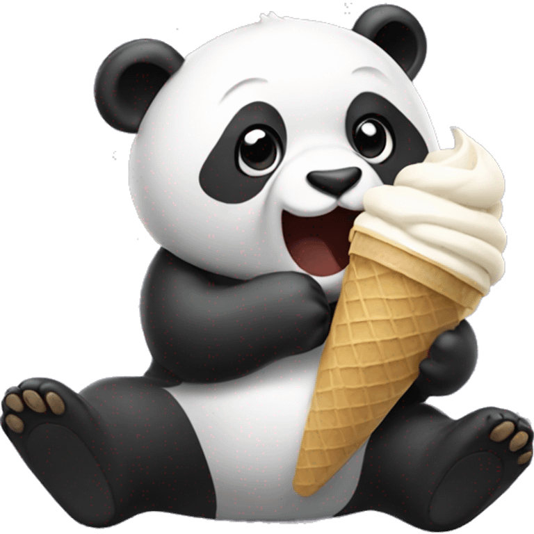 Panda eating ice cream emoji