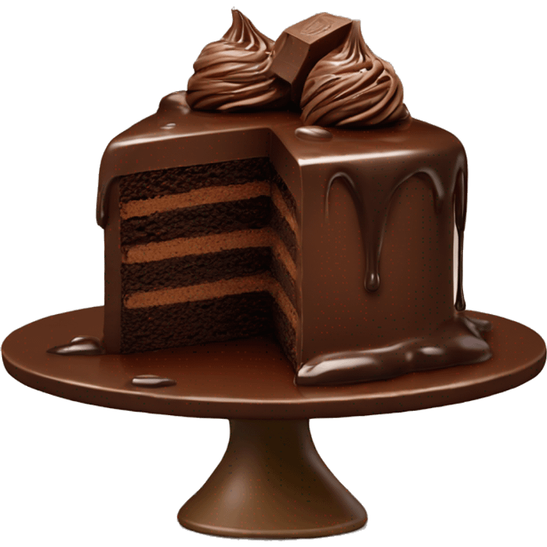 Chocolate cake with chocolate drip down the side and more chocolate on the top emoji