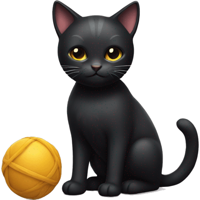 Black cat with toy  emoji