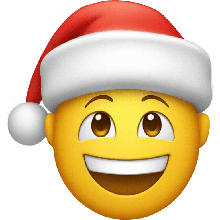 A happy face with a christmas hat emoji