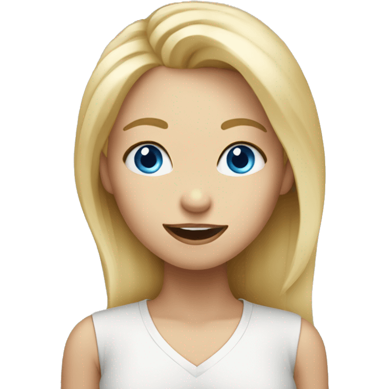 blonde girl with blue eyes and her tongue sticking out emoji