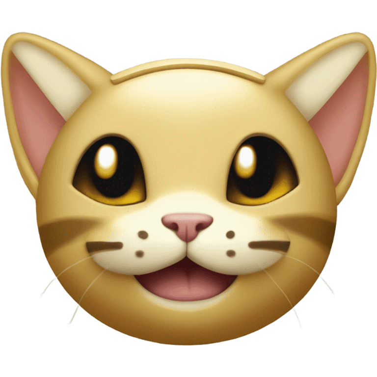 Meowth from Pokémon gold coin on front of head and black ears emoji