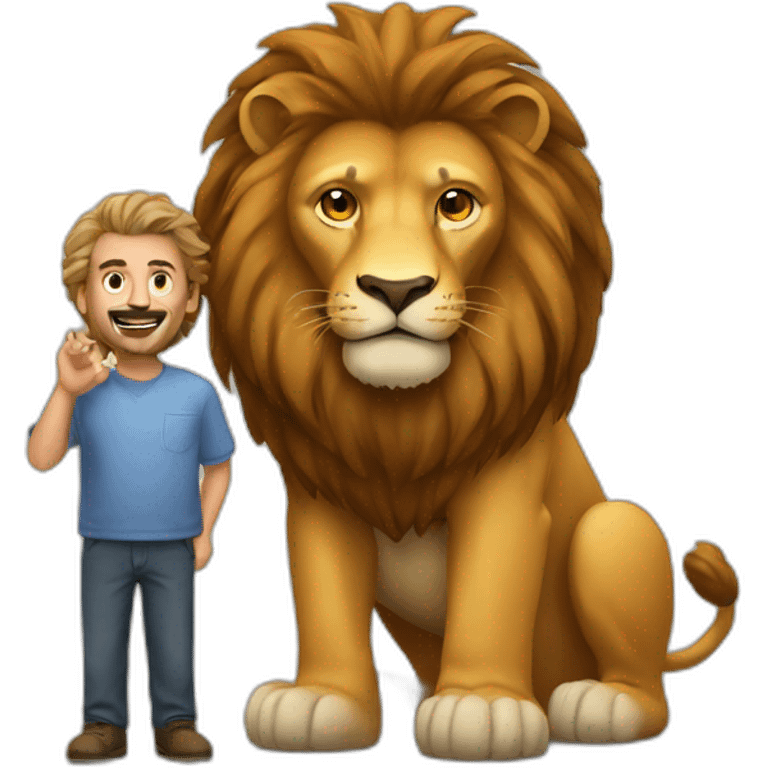 man with big lion emoji