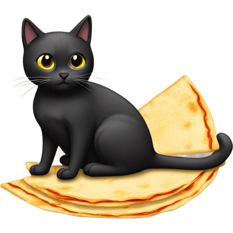 Black cat with quesadilla emoji