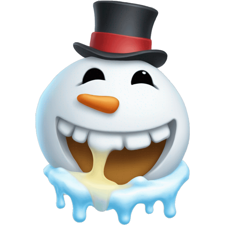 A snowman melting emoji