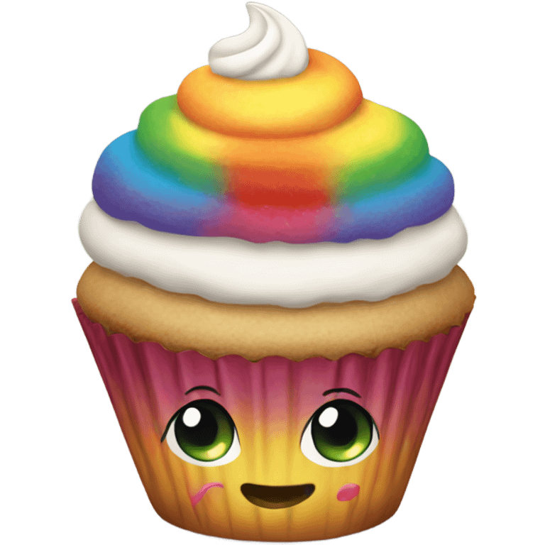 Rainbow cupcake emoji