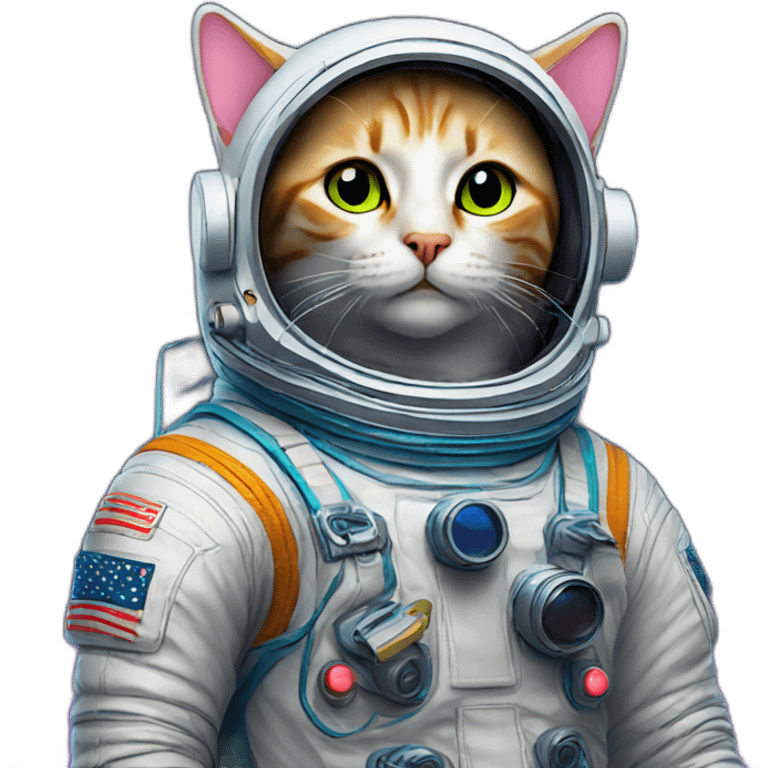 cat astronaut neon emoji