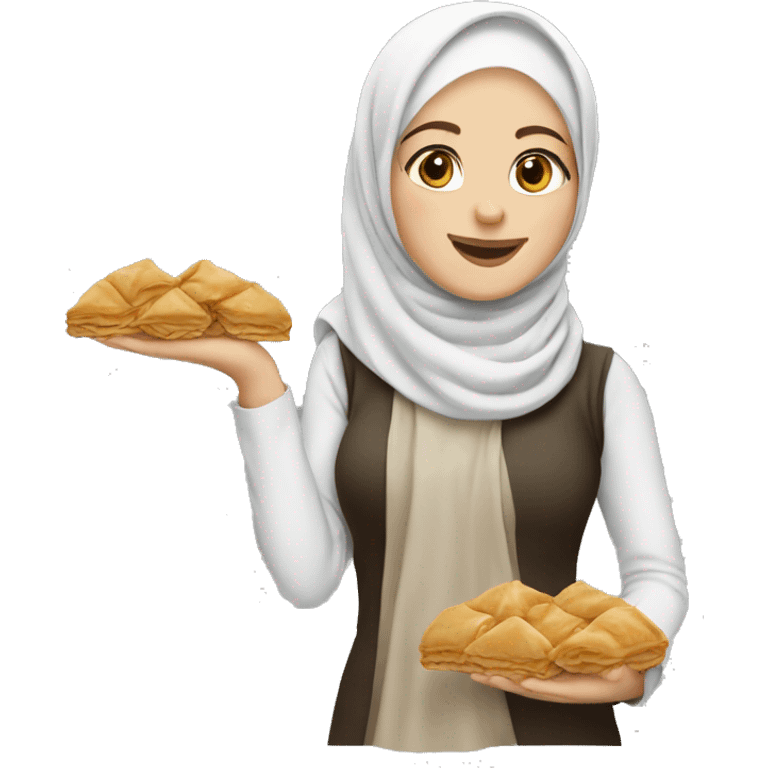 Hijab white girl Holding baklava  emoji