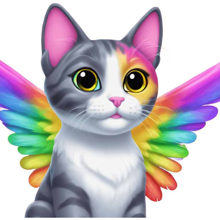 Lisa frank rainbow cat with angel wings emoji