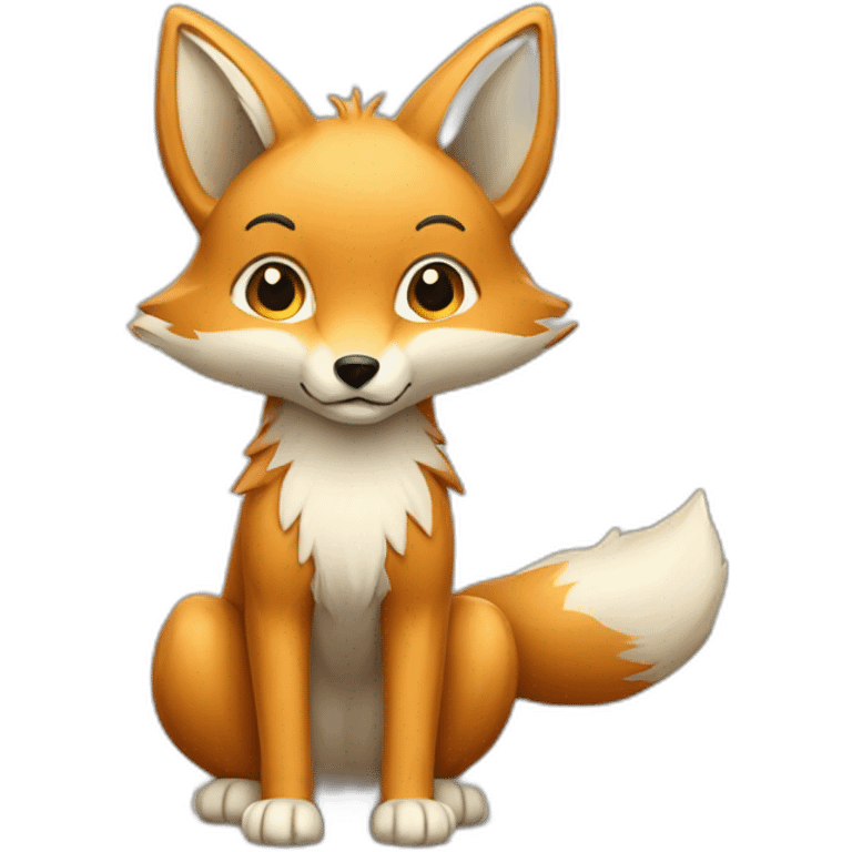 beige fox full body with several tails emoji