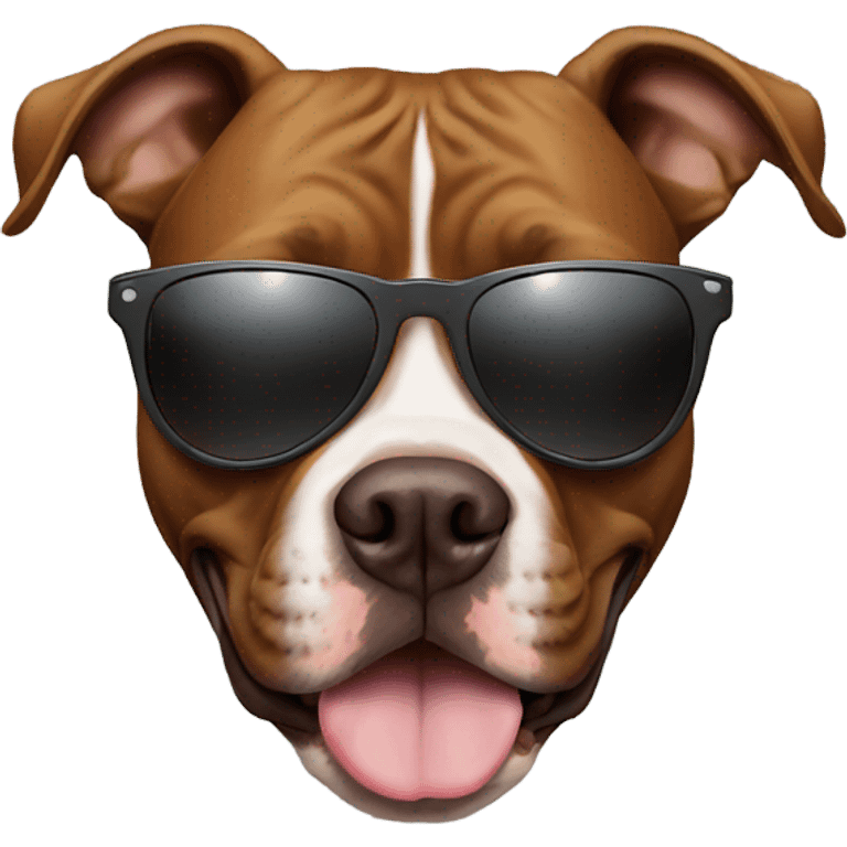 Brown pitbull wearing sunglasses emoji