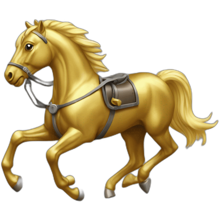 Mechanical golden running horse emoji