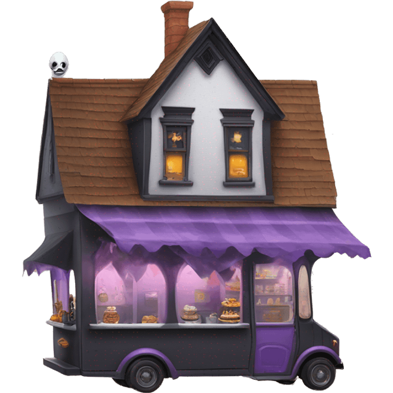 Wednesday Addams haunted dream house and food truck  emoji