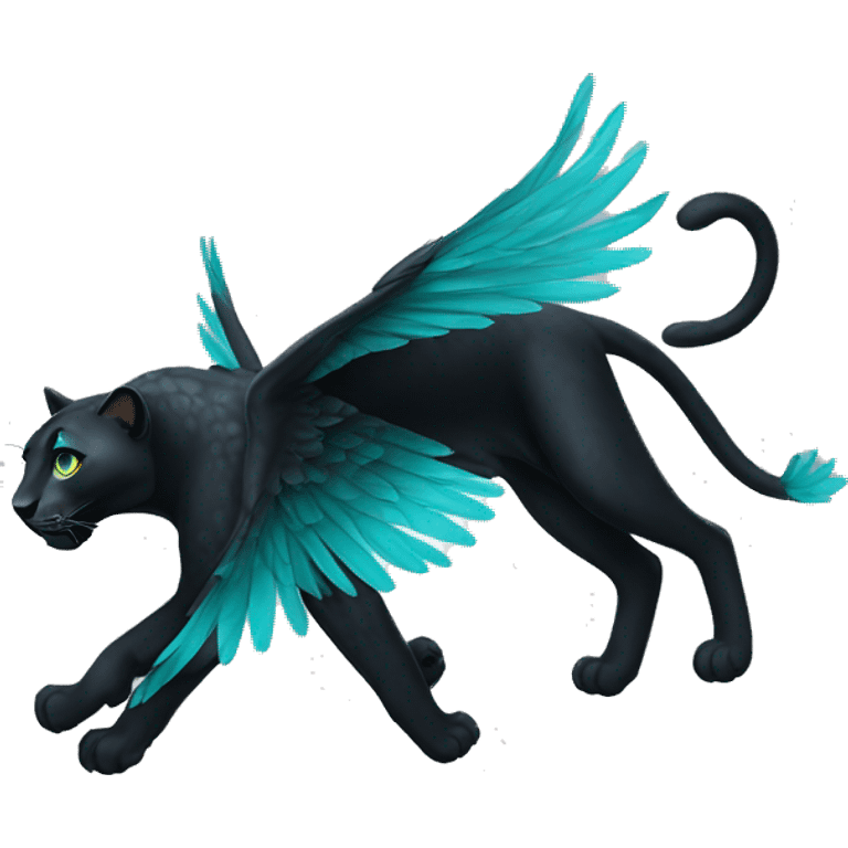 winged black leopard with turquoise eyes flying emoji