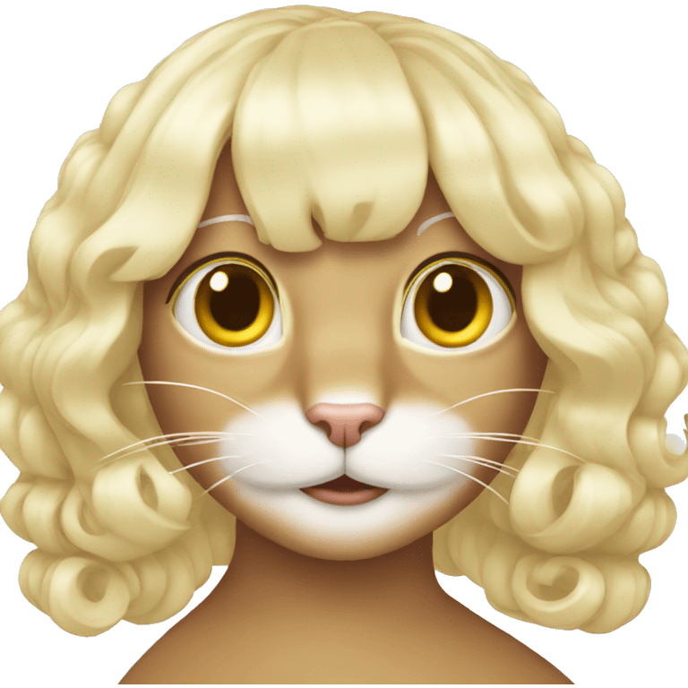 cat wearing a long flowing wig emoji