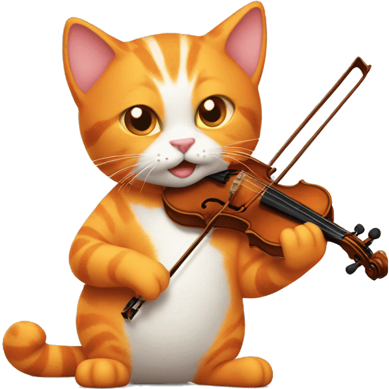 Orange cat playing a violin  emoji