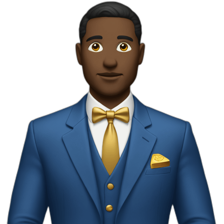 Posh-man-with-blue-suit-offering-goldbar emoji