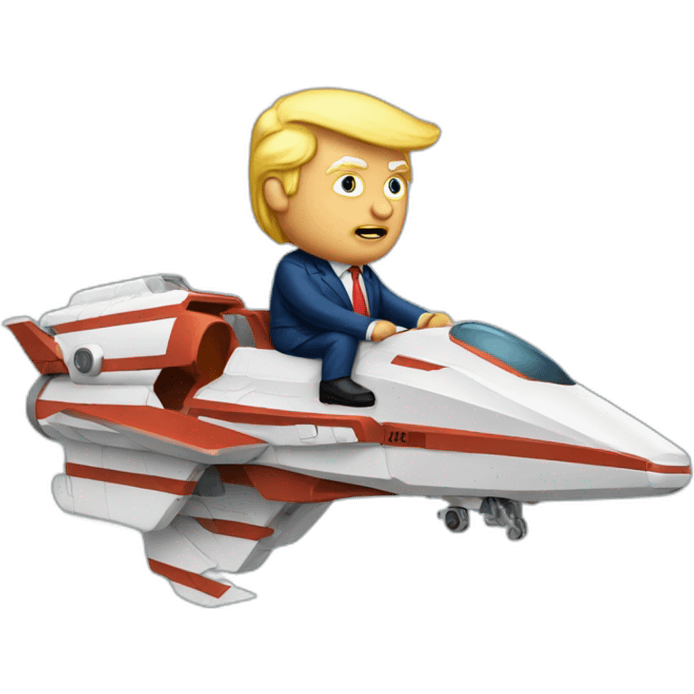 Trump flying to mars on a falcon emoji