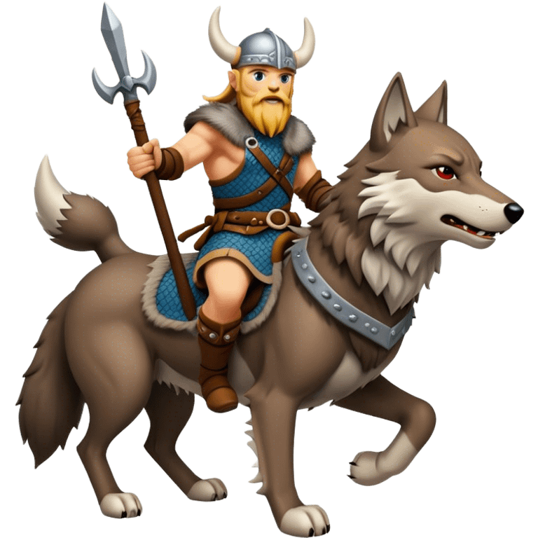 Viking Warrior Riding A Wolf  emoji