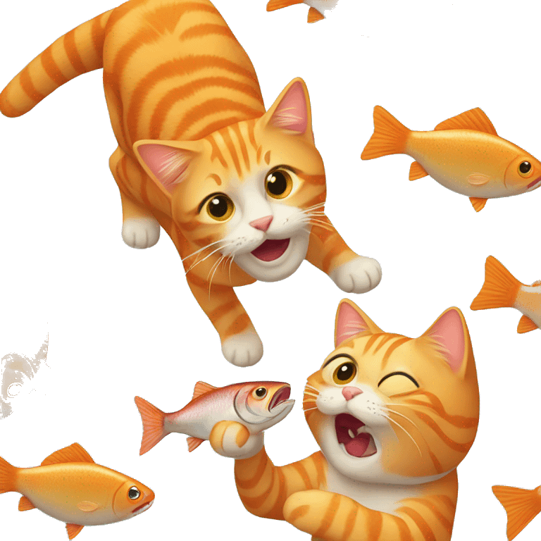 orange tabby cat eating fish emoji