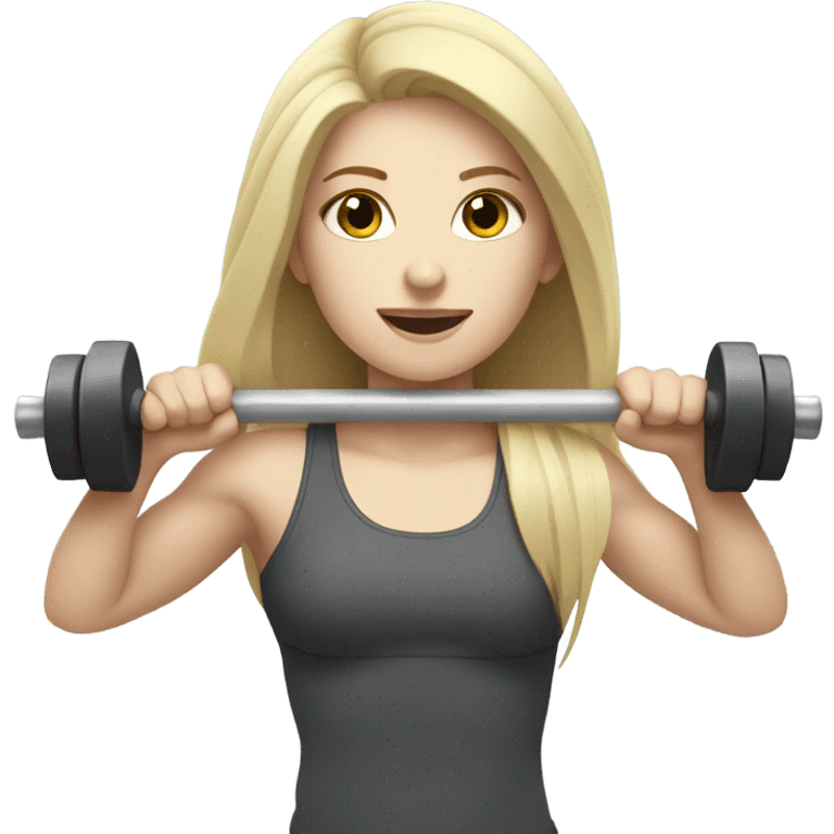 Pale girl with long blondehair lifting weights emoji