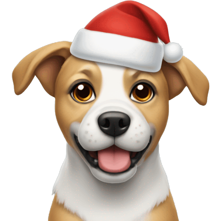 Dog wearing a Santa hat emoji