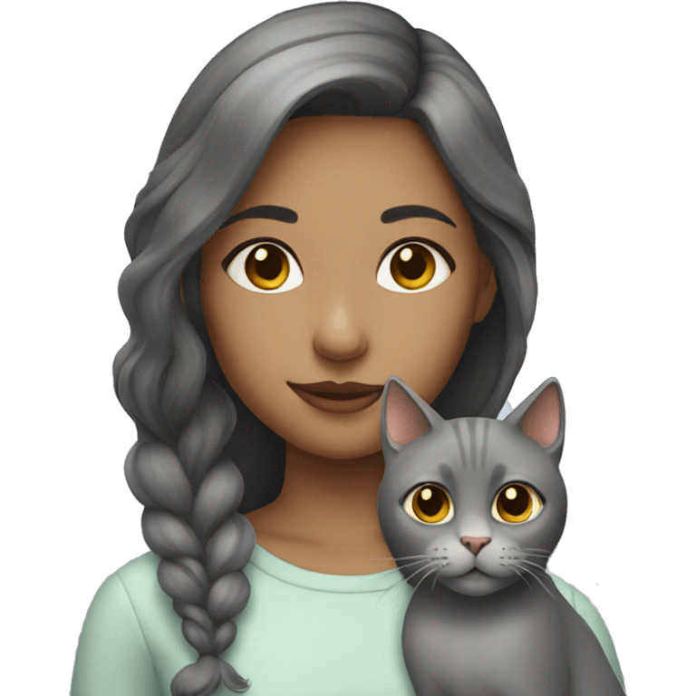 Girl with grey cat emoji