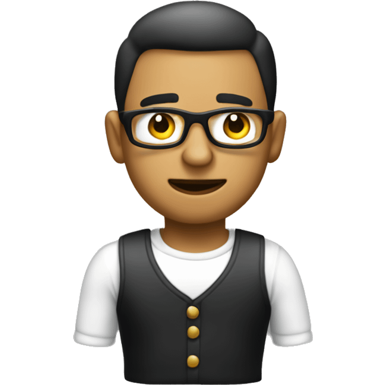 Rober with black and white shirt and a money back on his back emoji