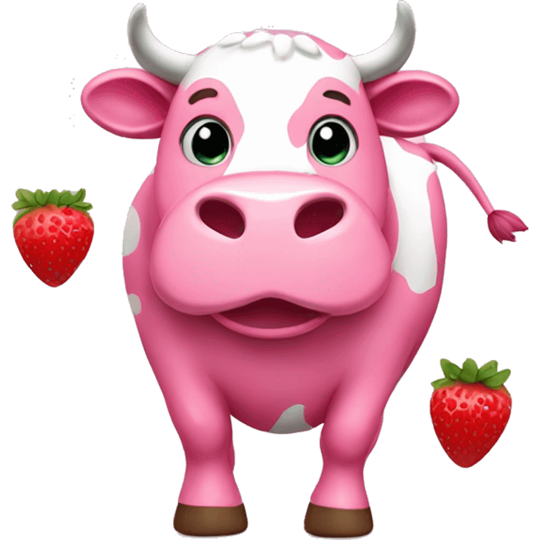 Pink cow with strawberries  emoji