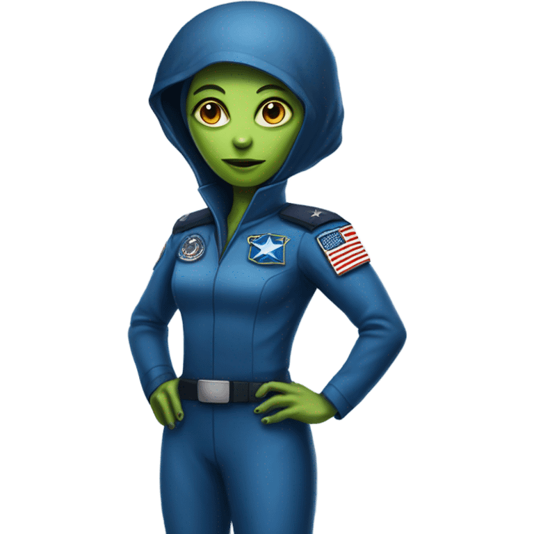 Reptilian Alien woman general blue uniform usa space force, full body,  emoji