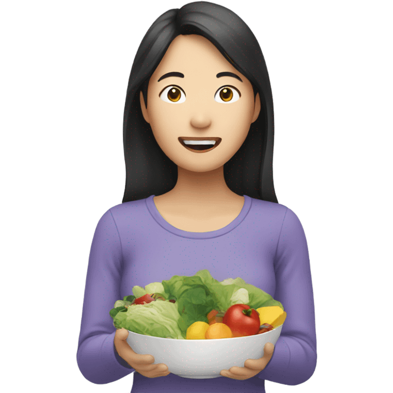 asian person eating healthy emoji