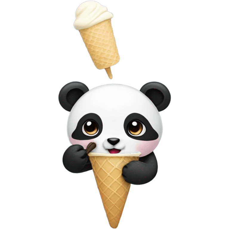 Panda eating ice cream emoji