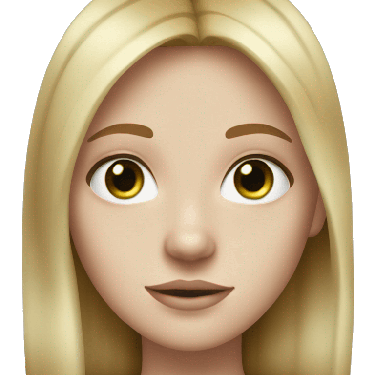 A girl with white skin, blue-green eyes and barely visible freckles, with dirty blond straight hair emoji