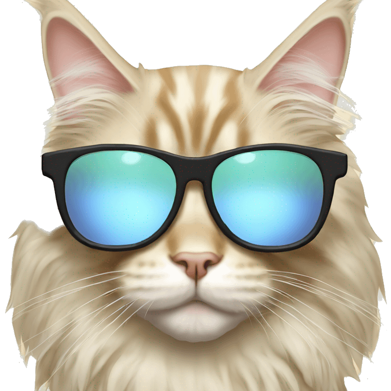 cream colored maine coon with sunglasses emoji