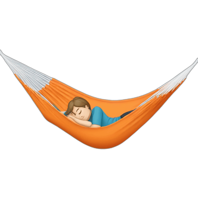 a white kid laying in orange hammock emoji