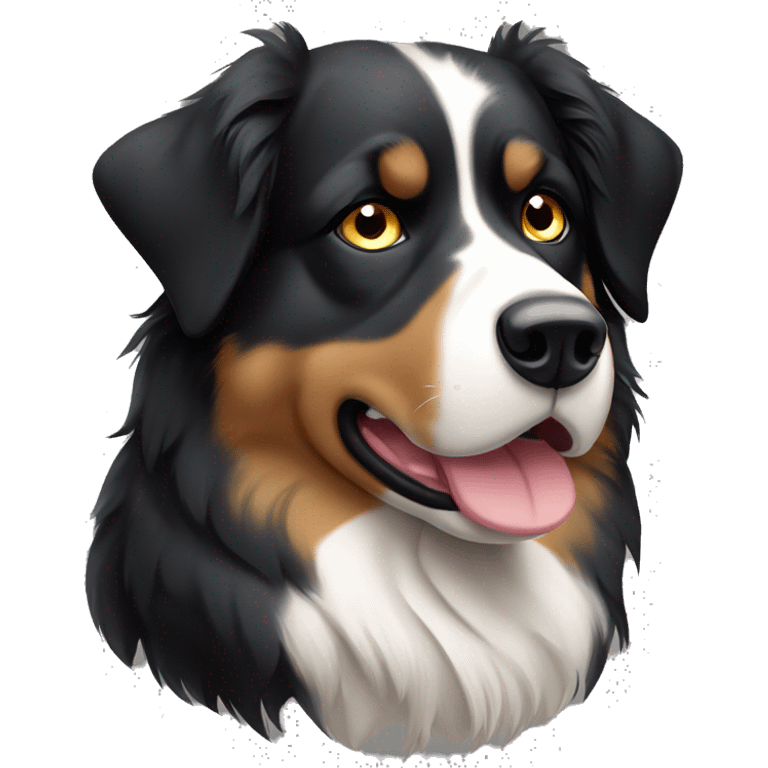 chunky Australian Shepard dog black with sad eyes emoji