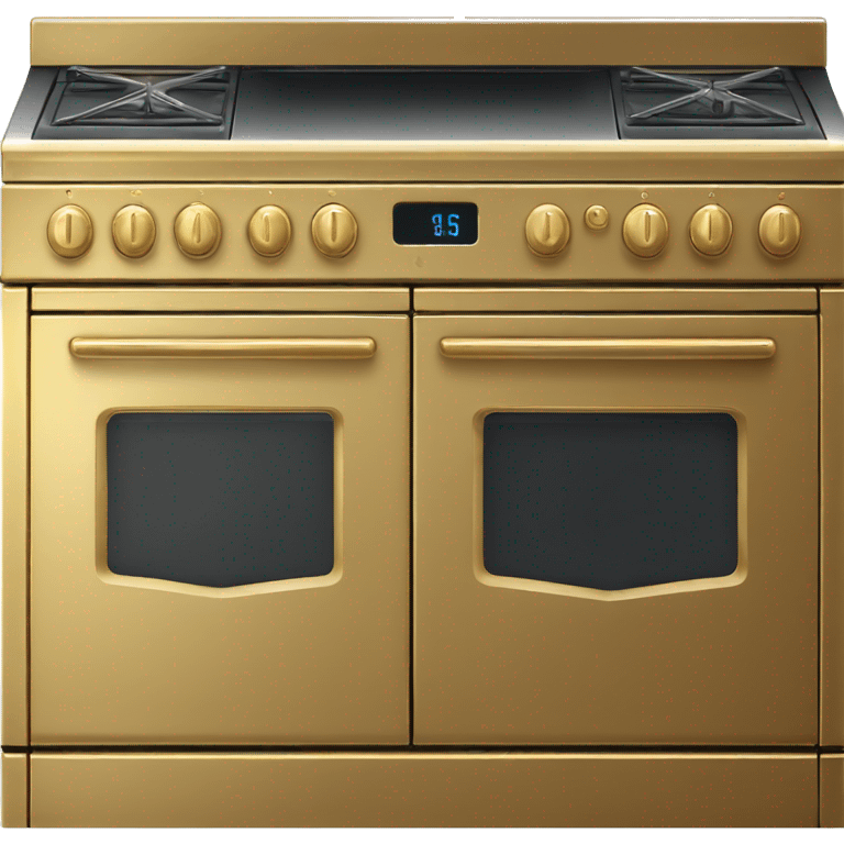 Realistic metallic gold stove top oven. emoji