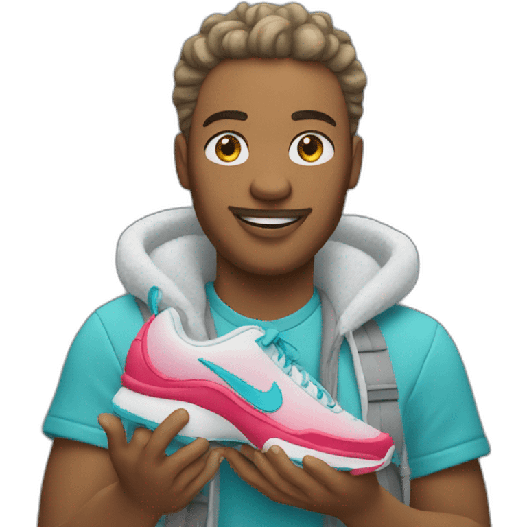 icy emoji holding nike sneakers in hand emoji