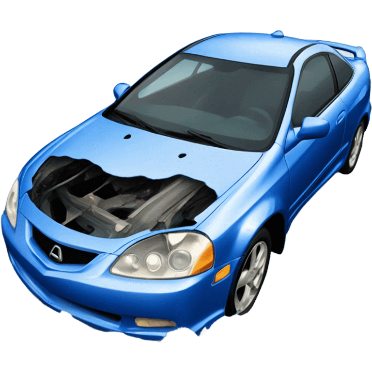 Blue 2002 Acura RSX hydroplaning, extreme damage  emoji