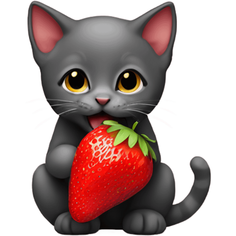 kitten eating strawberry  emoji