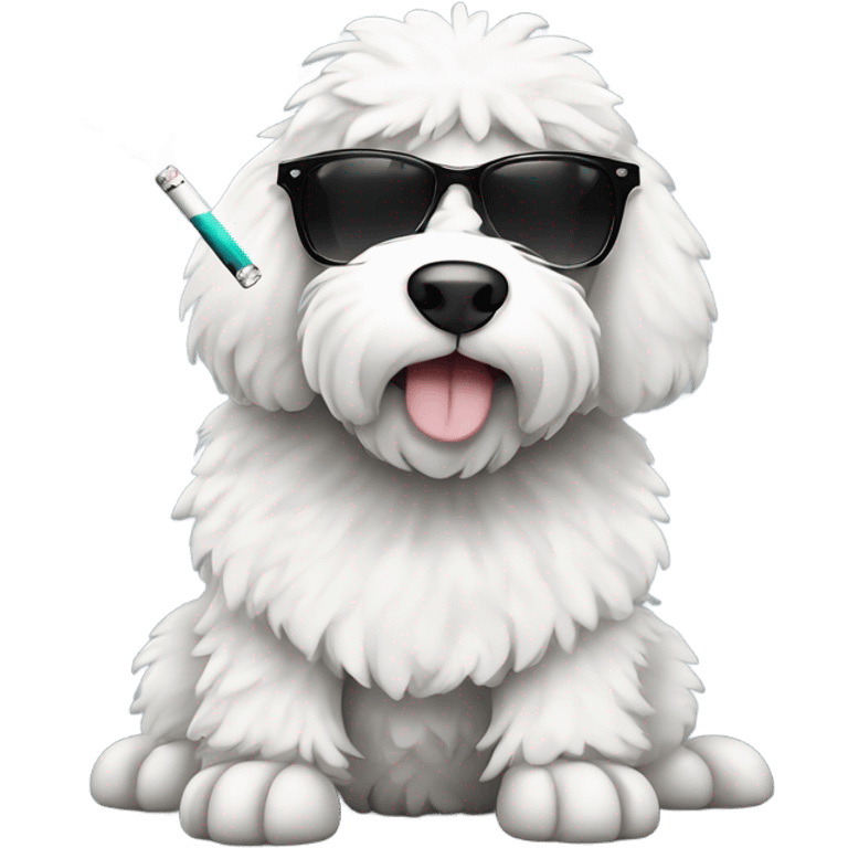 sheepadoodle smoking cigarette wearing sunglasses emoji