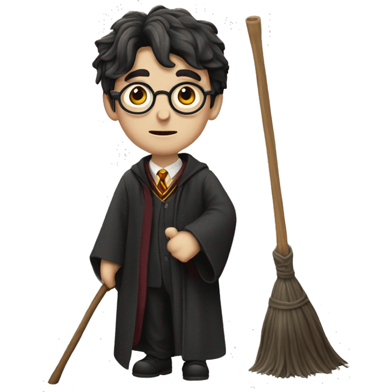 Harry Potter with a broom emoji