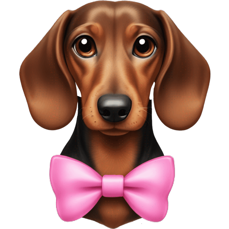 black and brown dachshund with pink bows on ears emoji