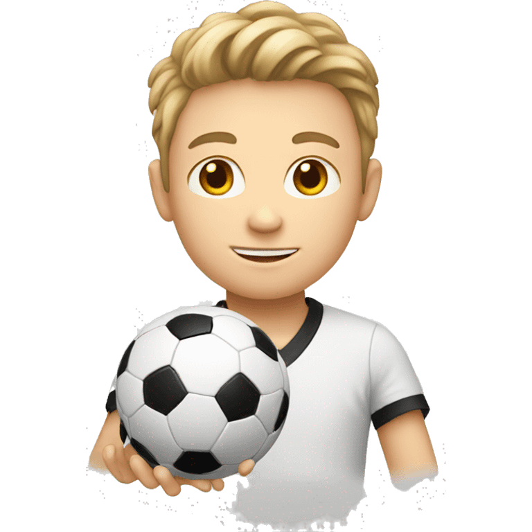 white kid with a soccer ball emoji