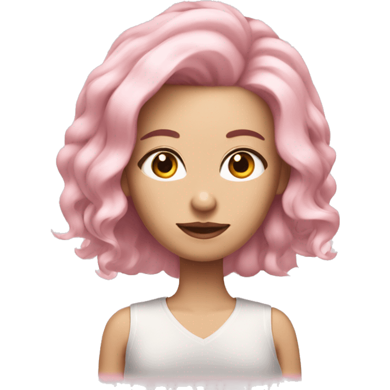 hairut lady with soft pink hair, fair skin emoji