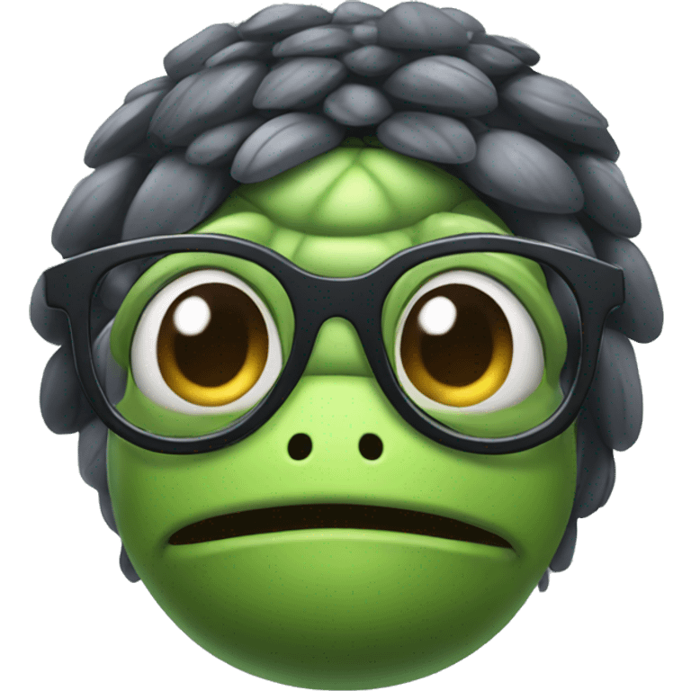 Messed hair Turtle wearing glasses emoji